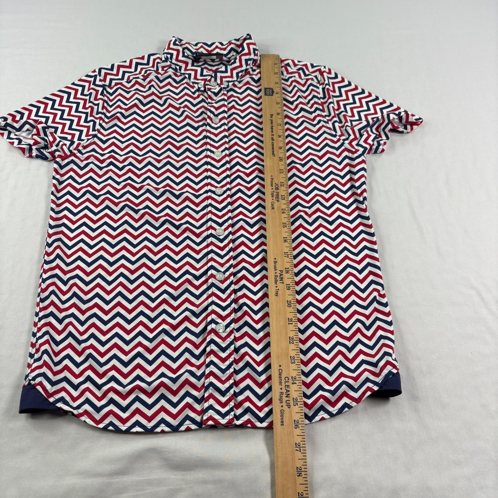 Andrew Christian Shirt Mens Small Chevron Graphic Button Up Stretch Preppy - Picture 6 of 9
